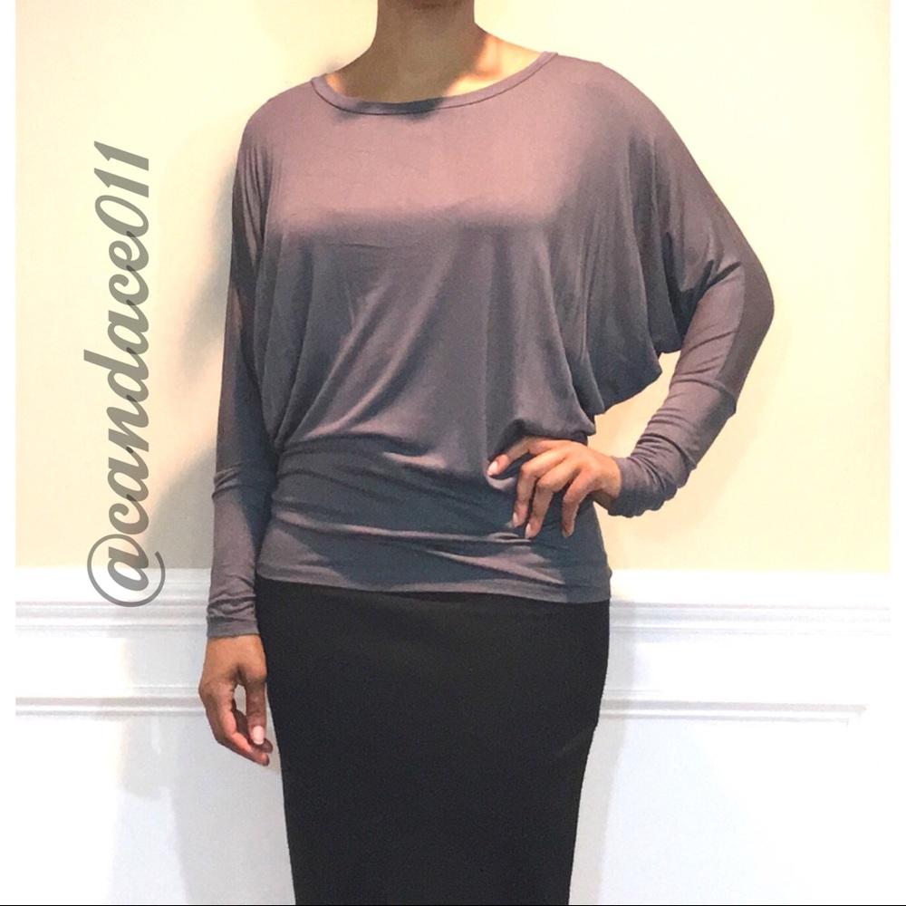 Long Sleeved Dolman Top (Steel) - Picture 2 of 8